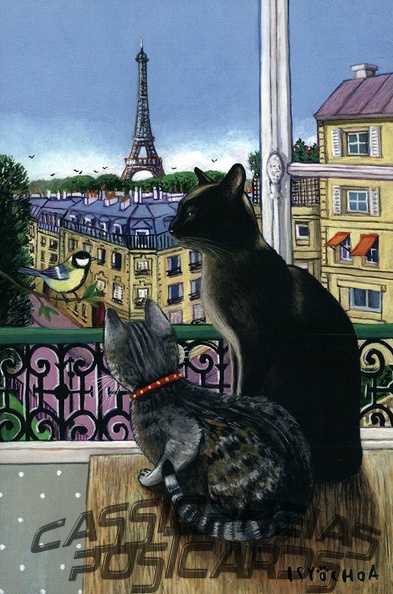 Open window with two cats, Paris