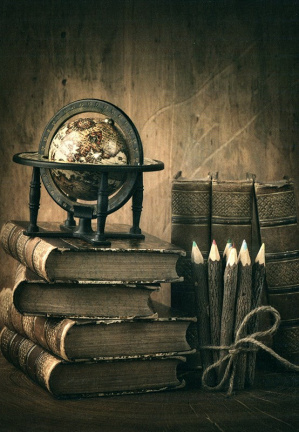 Stack of Books and Globe
