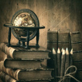 Stack of Books and Globe