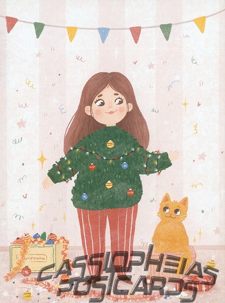 Christmas - Girl with Cat