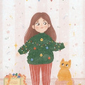Christmas - Girl with Cat
