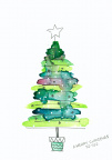 Watercolour: Christmas Tree (Lines)
