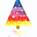 Watercolour: Christmas Tree (Rainbow)